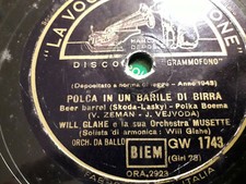 78 giri-10"WILL GLAHE" IN FILA INDIANA - POLCA IN UN BARILE DI BIRRA" LA VOCE DE