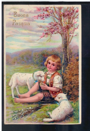 Cartolina buona pasqua bambina - cartolina,