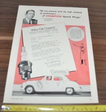 1953 Yellow Cab Taxi Ad San Francisco Champion Spark Plug Chevrolet 1954 Truck