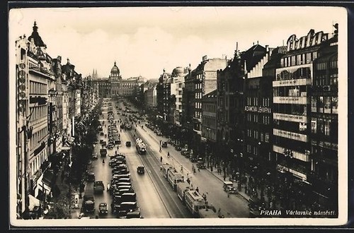Cartolina praga piazza - cartolina, praga,