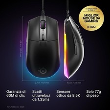 Mouse Steelseries Rival 3 USB tipo A Ottico 8500 DPI