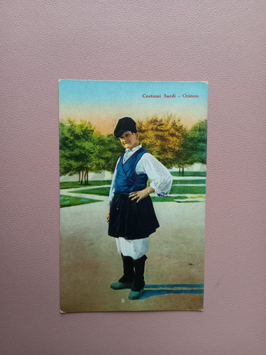 Cartolina costumi sardi - costumi,