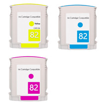 SET 3 CARTUCCE COLORI N°82 69ml Compatibile Con Plotter Hp DesignJet 510