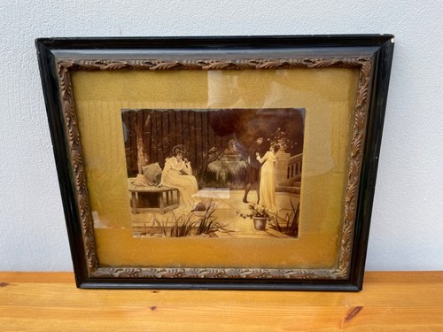 Antique reverse print painted - reverse,