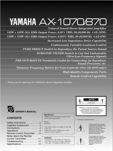 Yamaha 1070 amplificatore - yamaha, ax-1070