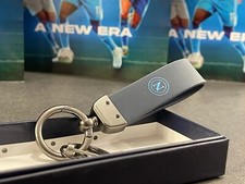 Portachiavi Ufficiale Ssc Napoli In Metallo e Pelle Logo Nuovo Originale In Box