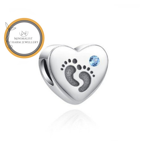 Charm cuore stampa piedi - charm,