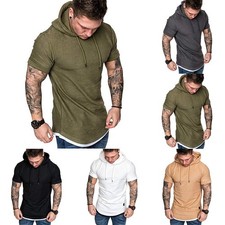 Felpa con cappuccio uomo muscolo fitness maglietta sportiva palestra top manica