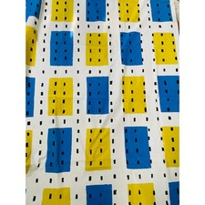 Tessuto tela IKEA vintage 15 mq 9' x 5' blu giallo verde maculato Svezia