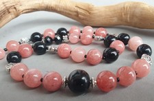 ???COLLANA DONNA PIETRE DURE + ORECCHINI AGATA ROSSA NATURALE ED ONICE NERA. 