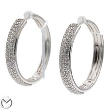 Orecchini oro bianco 18 kt 750 cerchi zirconi -654/VE-