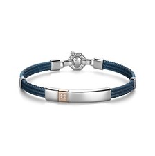BARAKA Bracciale uomo acciaio pvd blu Oro rosa 18 kt diamanti BR36112 19 cm