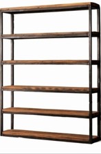 Libreria  in legno e metallo 5 ripiani  scaffale  industriale L 150 h 200 cm