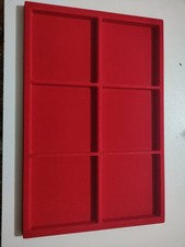 VASSOIO CONTENITORE GRANDE PER MONETE IN FLOCCATO VELLUTO ROSSO 6 CASELLE/POSTI