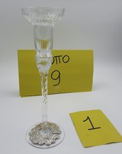 Porta candela in cristallo con decorazione in metallo alla base