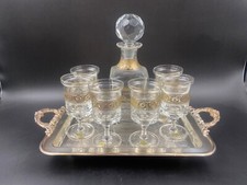 Servizio bottiglia COGNAC bicchieri calice con coperchio VDE incisione d'orate