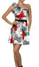 Abito miss sixty Vintage monospalla fiori corto ho Denny Rose 