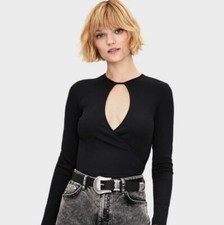 BERSHKA TOP DONNA NERO COSTINE