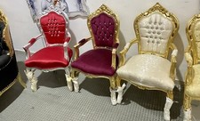Sedia Poltrona Trono Barocca Imbottita Vari Colori Disponibili