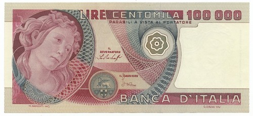 100000 lire banca italia - banca, d'italia