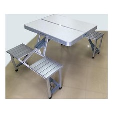 Amicasa Kit valigetta picnic piano tavolo 67x86 cm con 4 sedute integrate Bianco