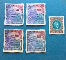 1982.88.97  CINQUE SPLENDIDE  MARCHE  BOLLO  da L.15.000 e L.5 mila  gum  nve/°°