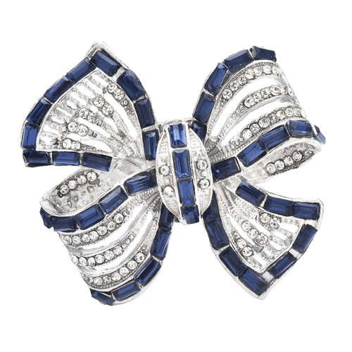 Spilla fiocco cristallo blu