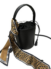 Mini secchiello cilindrico borsa ragazza vera pelle nera genuine leather