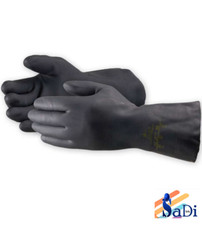 GUANTI DA LAVORO NEOPRENE LUNGHI LATTICE NERO AGRICOLTURA INDUSTRIA CHIMICA UVA