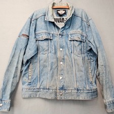 Harley Davidson Giacca Denim Blu Uomo XL 105 Anniversario Ricamato Invecchiato