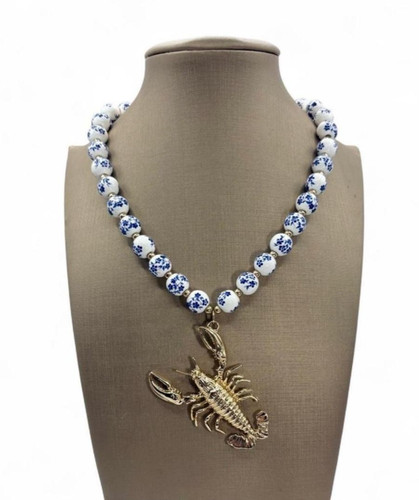 Collana perline bianche - , blu
