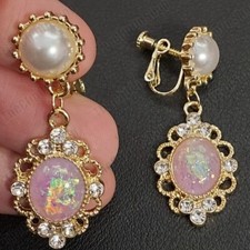 Orecchini CLIP ON finto opale