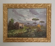 Guglielmo Curti ( Roma 1897-1966) paesaggio dipinto olio su legno