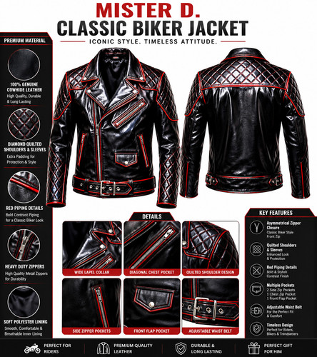 Giacca moto vera - vera, pelle