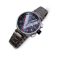 Autentico Orologio Cronografo Louis Vuitton Automatico Tambour Damier Cobalto