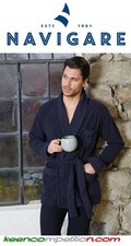 NAVIGARE Giacca da camera in pile Vestaglia corta uomo invernale blu jeans