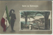 VENTIMIGLIA ( Imperia ) - Saluti da. Drappo tricolore bersagliera   -aav457