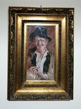 ASTURI ANTONIO Quadro dipinto tempera su cartoncino 20x40cm “Zampognaro Natale”