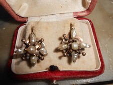 Bellissimi orecchini e pendenti in oro 12kt con perle d'acqua dolce del 1920