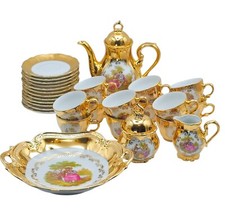 Servizio da caffè Bavaria Wunsiedel 28 pezzi porcellana oro 24 carati 