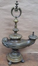 Antigua gran lampara de gas, bronce, siglo XIX