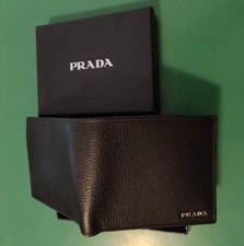 Portafoglio PRADA Vintage + Saffiano + Pelle Nera + Uomo Donna