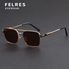 Occhiali da sole unisex metallo quadrati doppio ponte moda retrò guida UV400