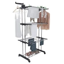 Stendibiancheria verticale torre con rotelle stendino con ali 4 ripiano nero