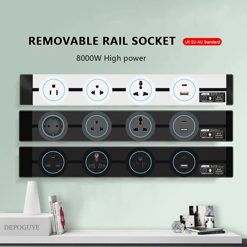 Wall power track socket - wall, eu