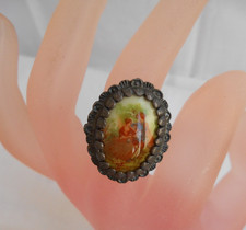 VINTAGE ANELLO REGOLABILE argento 800 66/AR cammeo in porcellana