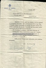 1958 - LETTERA COMUNE DI ALBENGA - MEDAGLIA VALOR CIVILE FIRMA SINDACO ROMAGNOLI