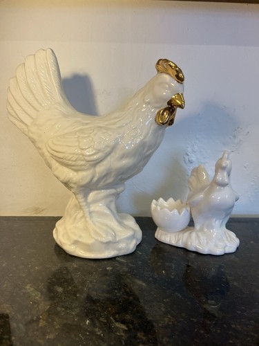 Ceramic rooster and hen egg - rooster,