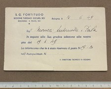 Tessera " societa' ginnastica Fortitudo Bologna - Sci 1949