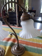 Coppia Di Lampade Da Comodino O Scrittoio Ottone H 37 Vintage